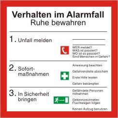 Schild - Verhalten im Alarmfall