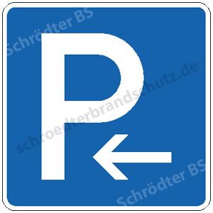 Symbolschild - Parkplatz (mit Pfeil) Anfang