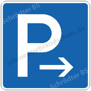Symbolschild - Parkplatz (mit Pfeil) Ende