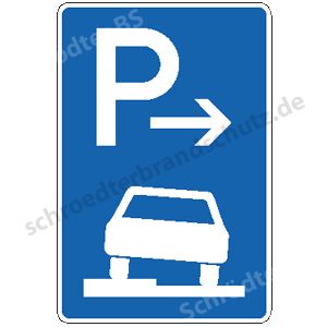 Symbolschild - Parken halb auf Gehwegen (Ende)
