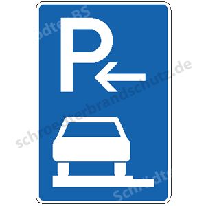 Symbolschild - Parken ganz auf Gehwegen (Anfang)