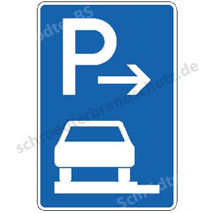 Symbolschild - Parken ganz auf Gehwegen (Ende)