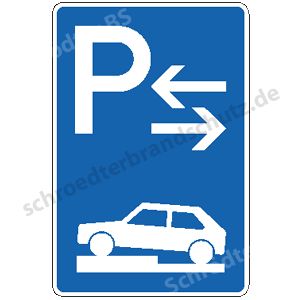 Symbolschild - Parken halb auf Gehwegen (Mitte)