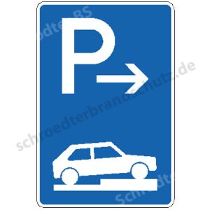 Symbolschild - Parken halb auf Gehwegen (Ende)