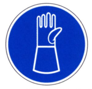 Gebotsschild- Handschuhe mit Pulsschutz
