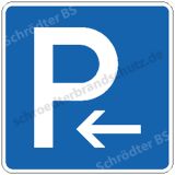 Symbolschild - Parkplatz (mit Pfeil) Anfang