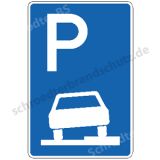 Symbolschild - Parken halb auf Gehwegen