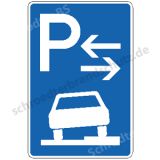 Symbolschild - Parken halb auf Gehwegen (Mitte)