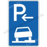 Symbolschild - Parken halb auf Gehwegen (Ende)