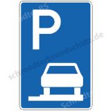 Symbolschild - Parken ganz auf Gehwegen