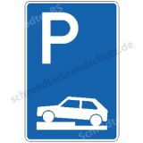 Symbolschild - Parken halb auf Gehwegen