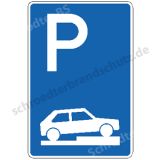 Symbolschild - Parken halb auf Gehwegen