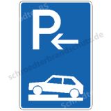 Symbolschild - Parken halb auf Gehwegen (Anfang)